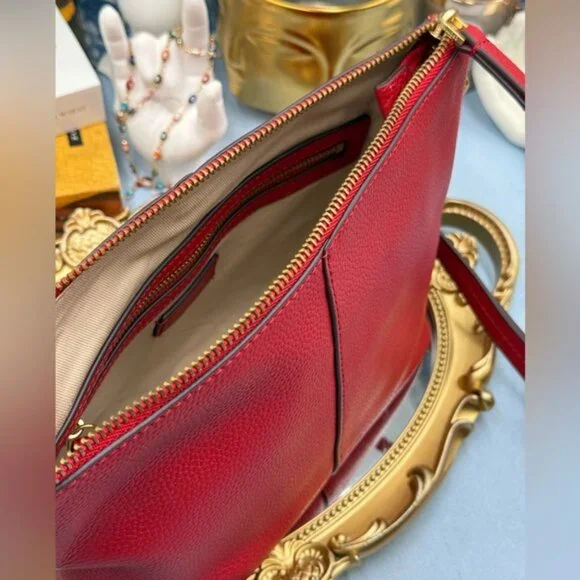 🆕 OROTON 🧿 NWOT Lily Zip Top Leather Crossbody, Red - Picture 11 of 16